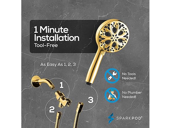 10-Mode Handheld Shower Head w/ 6ft Hose