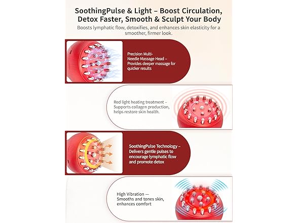 Paiaito Lymphatic Drainage Massager - Red