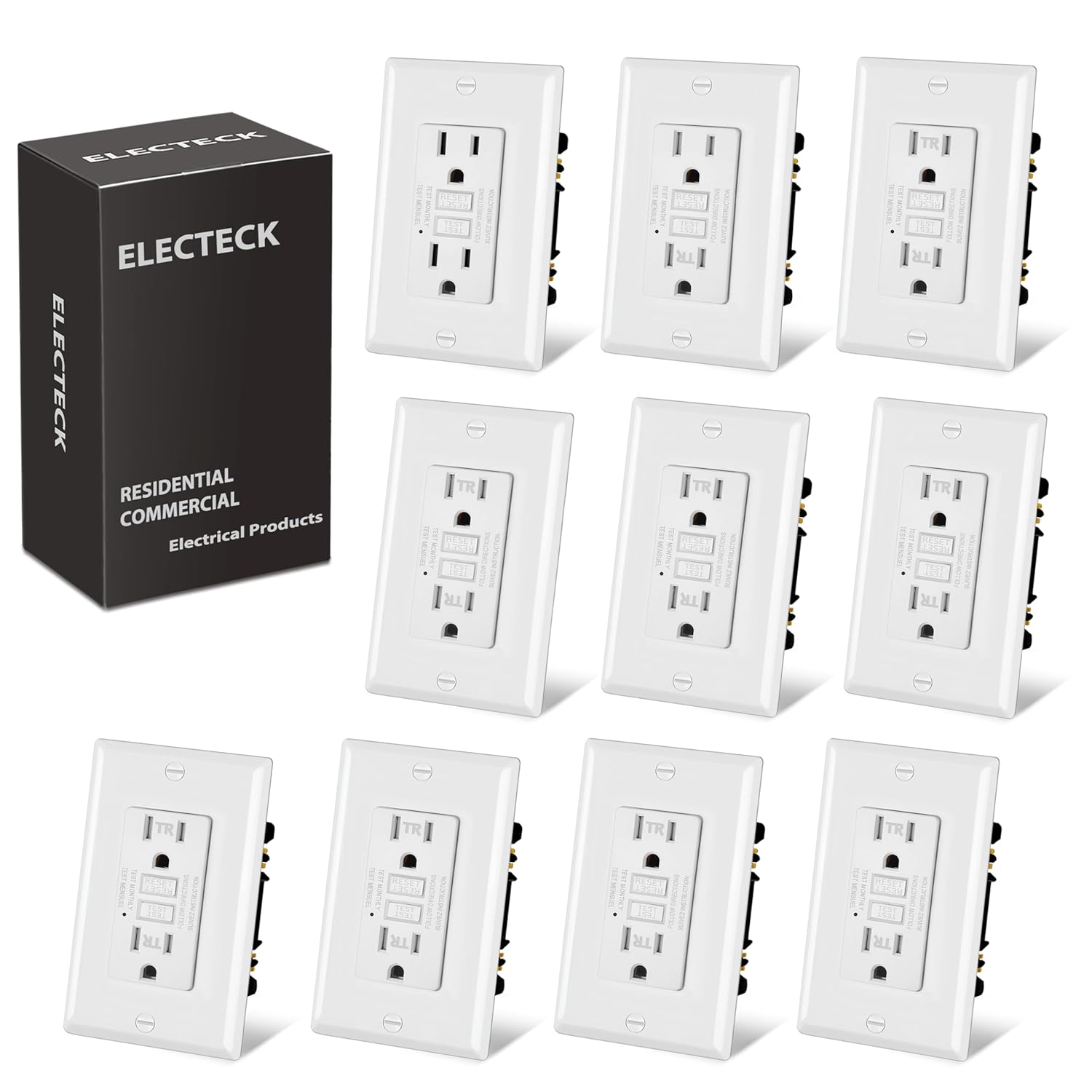 ELECTECK 10 Pack GFCI Outlets 15A - Gallery 6