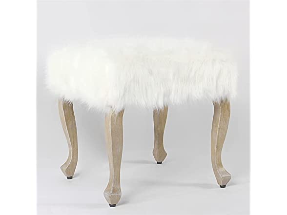 HomePop Faux Fur Square Stool