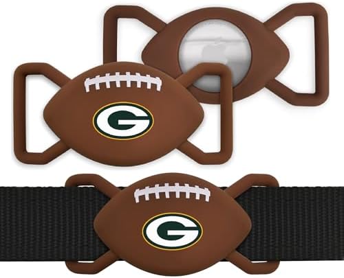 NFL Green Bay Packers Football Apple AIR TAG Holder 2-Pack for Dogs & Cats, Case for Apple Airtag Tracker, GPS Dog Tracking Device Collar Holder