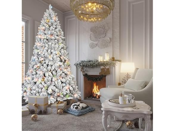 MARCOLOR 6FT Flocked Christmas Tree