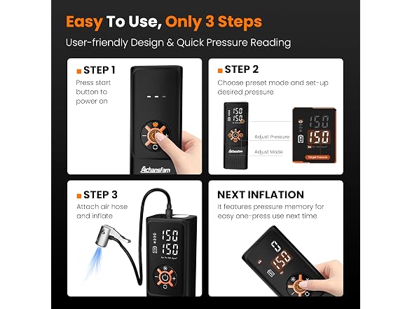 Achansfam Tire Inflator 7800mAh Compact