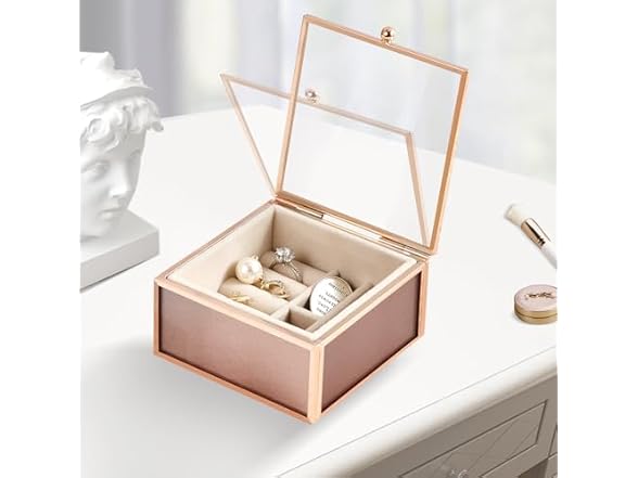 Mseyemi Pink Glass Jewelry Box With Lid