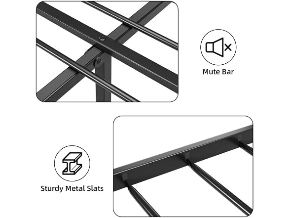 GAOMON Queen Metal Bed, Rustic Wood