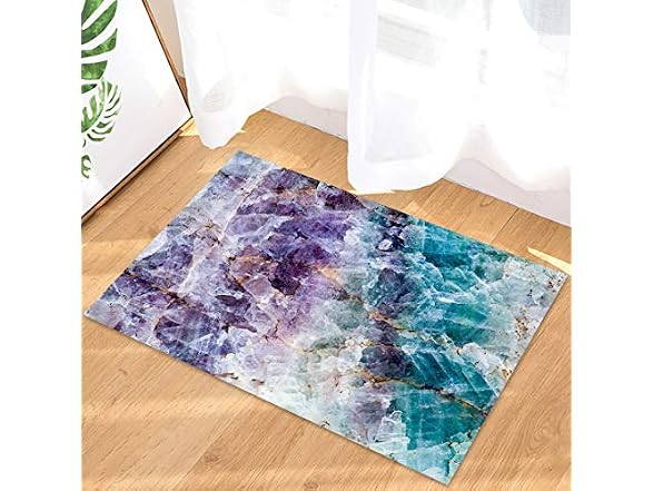 Marble Pattern Blue and Purple Floor Mat Welc