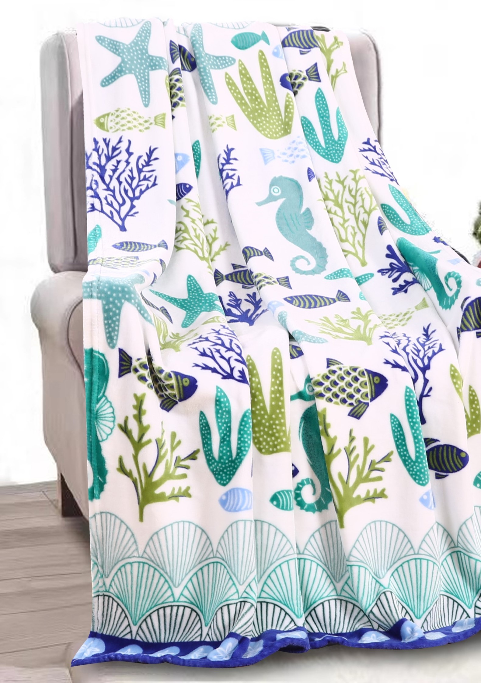 2PK Micro-Plush Throw 50x60" Ocean Coral - Gallery 4