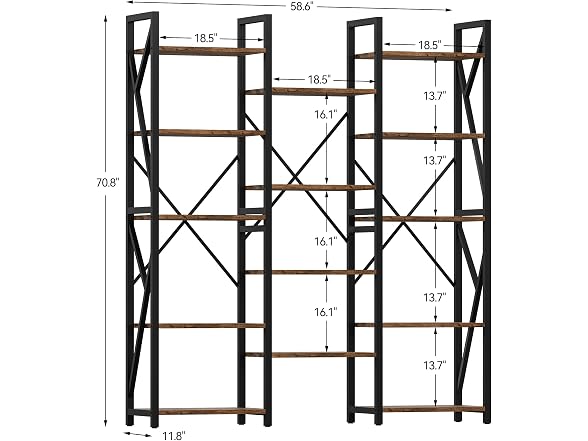 GAOMON Triple Wide 5-Tier Bookshelf