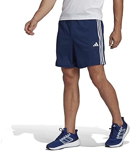 adidas mens Training Essentials Pique 3-stripes Training Shorts, Dark Blue/White/Dark Blue, X-Small US