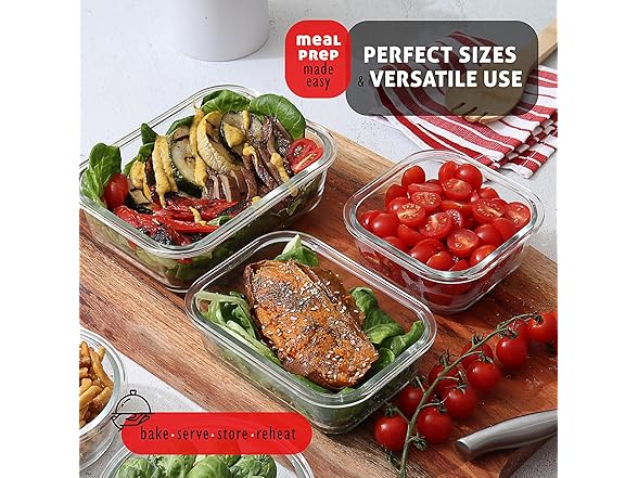 EATEX 16pc Glass Food Storage Containers with Lids