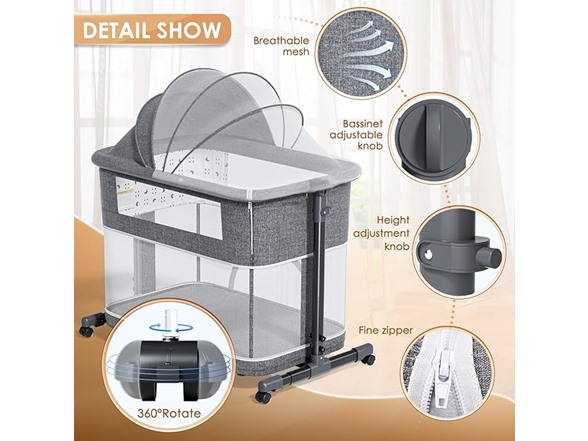 3-in-1 Baby Bassinet Bedside Crib