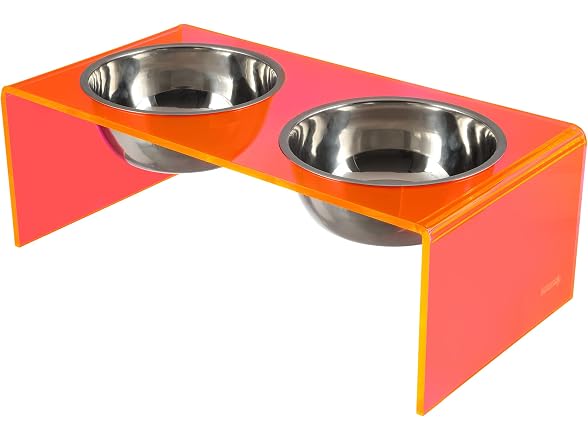 Keaton 7.5" Modern Acrylic Rectangular Elevated Pet Feeder