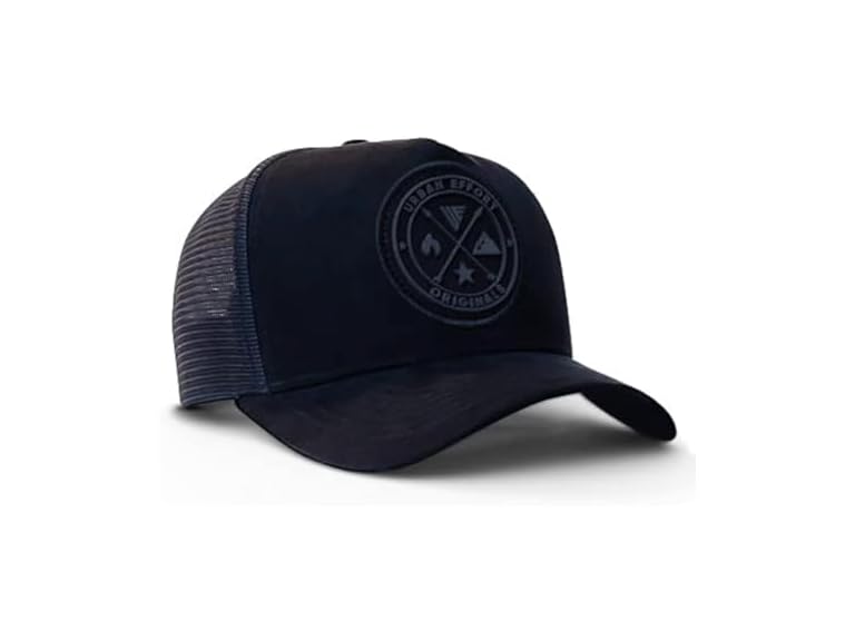 Urban Effort Mesh Back Cap - For men and Women Baseball Hat 5-Panel Trucker Hat - Great Snapback Closure for Hunting & Hiking, Black/Black