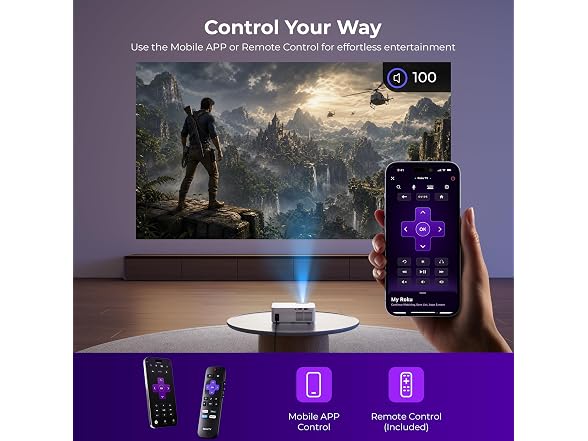 ELEPHAS Roku TV Smart Projector