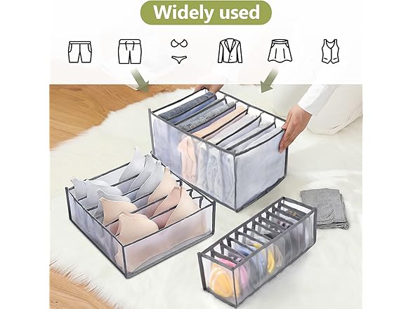 TOOVREN Wardrobe Clothes Organizer, 4PCS, Gray