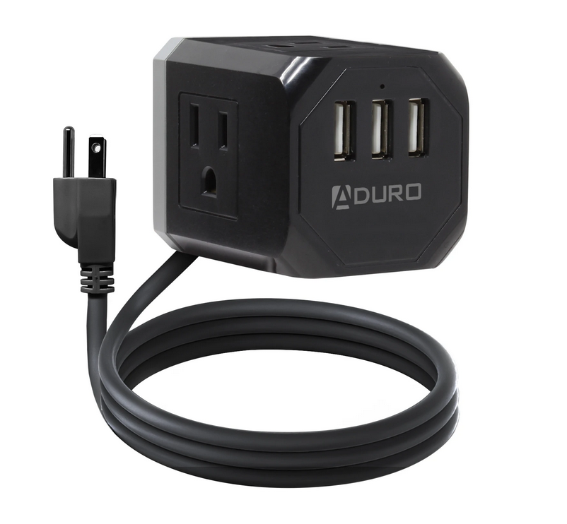 Aduro Square Power Strip - 3 AC Outlets & 3 USB Ports - Gallery 12