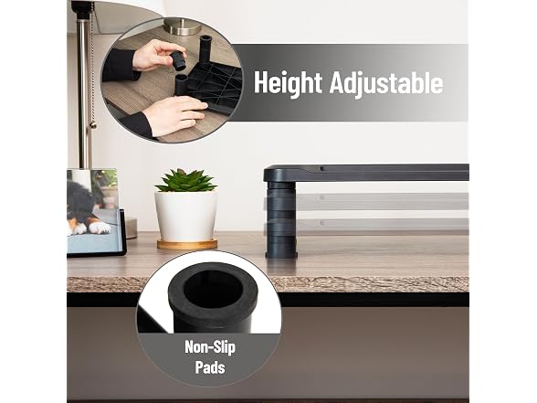 Mind Reader Monitor Stand Set of 2, Black