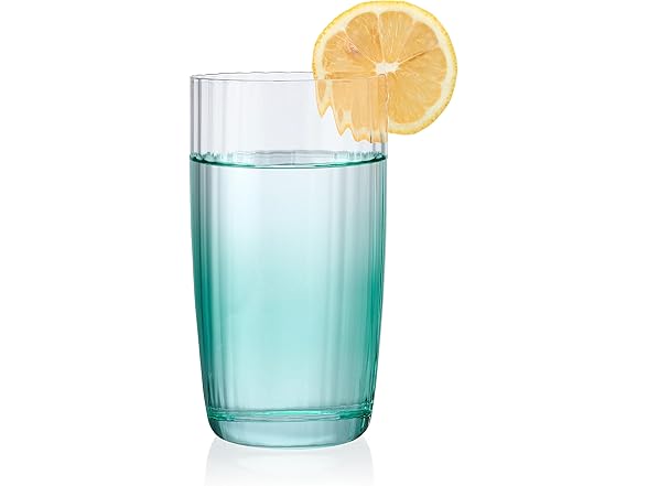 Darbie Angell Good Day Set of 4 Highball Tall Glasses Teal
