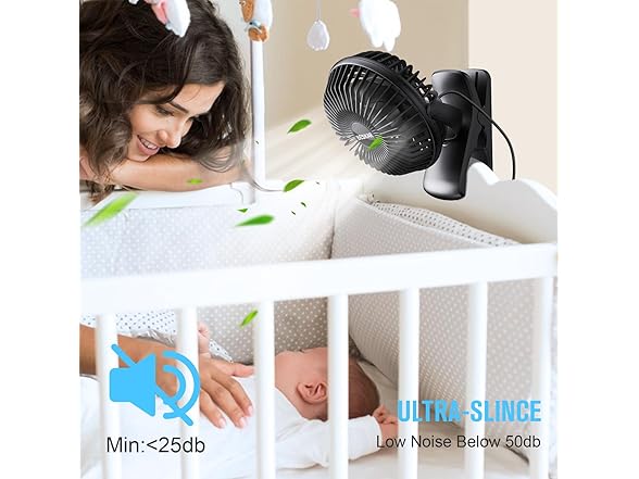 BESKAR Small Clip on Fan, 3 Speeds USB Plug