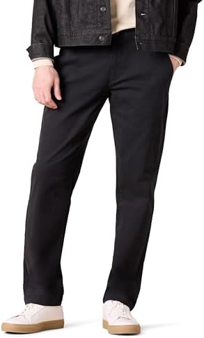Amazon Essentials Mens Straight-Fit Casual Stretch Chino Pants, Black, 29W x 34L