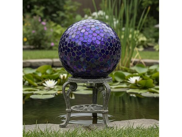Sunnydaze 10" Mosaic Iridescent Purple Globe