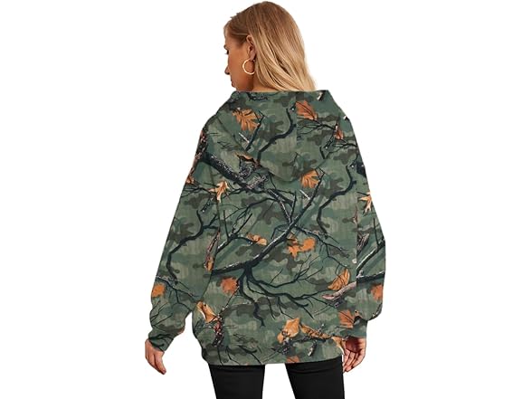 peassa Womens Camo Fleece Hoodie