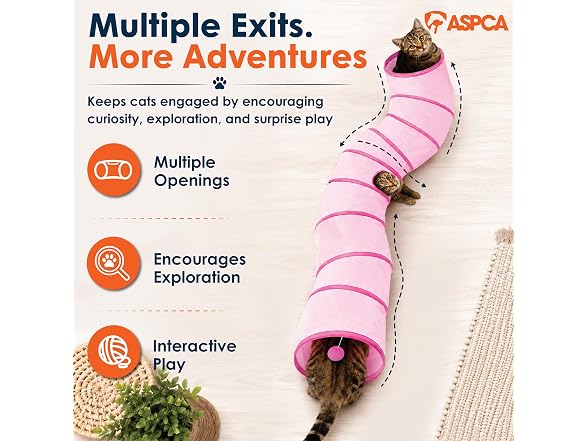 ASPCA Cat Tunnel with Rattle Toy