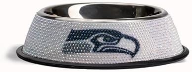 The Memory Company Officially Licensed Stainless Steel Pet Bowl, Premium Bling Team Logo Dog & Cat Food & Water Dish, Non-Slip Rubber Base, for Large/Small Breeds