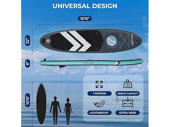 SereneLife 10’6” Inflatable Stand-Up Paddle