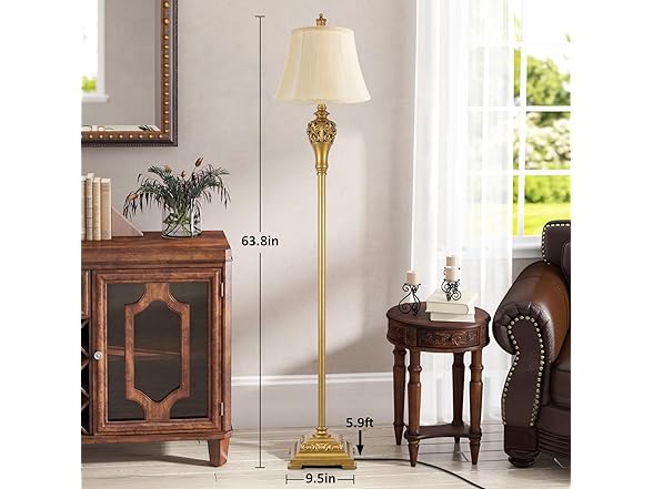 BesLowe Vintage Floor Lamp Brass Gold