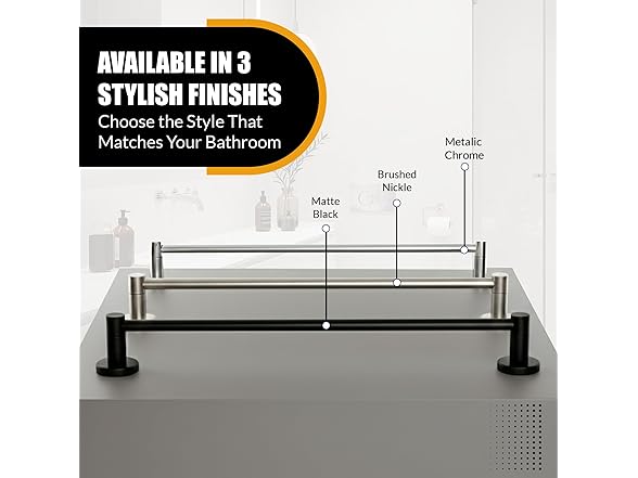 HIGHCRAFT 24 Inch Towel Bar, Matte Black Plated