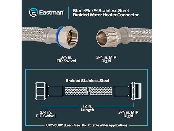 Eastman 12 Inch Steel-Flex Water Heater Connector
