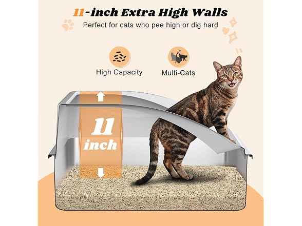 Tiovo 2 Pack Stainless Steel Cat Litter Box