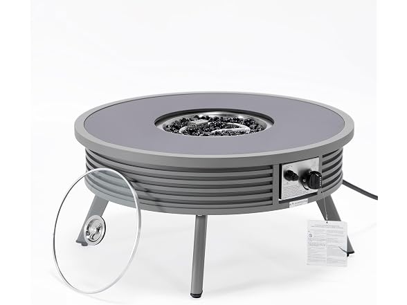 LeisureMod Walbrooke Modern Outdoor Round Fire Pit Table