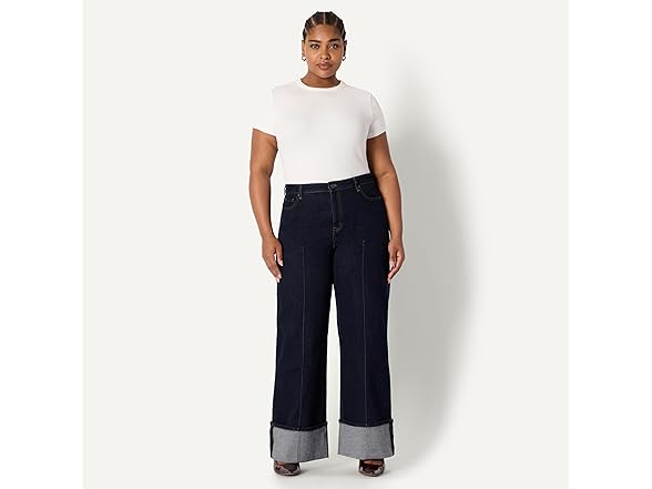 AE Womens HighRise WideLeg Cuffed Jean