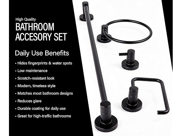 HIGHCRAFT 4-Piece Bathroom Accessory Set