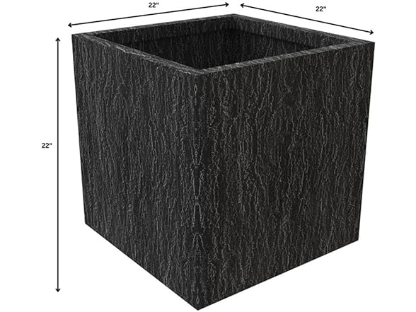 LeisureMod Verdura Stone Planter Black