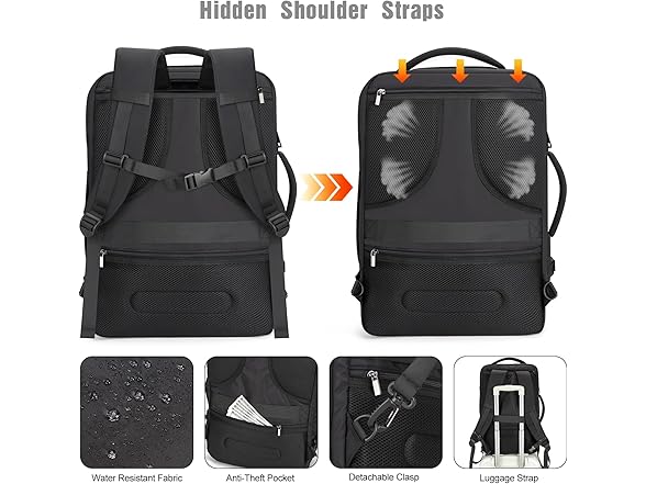 Black 40L Travel Backpack