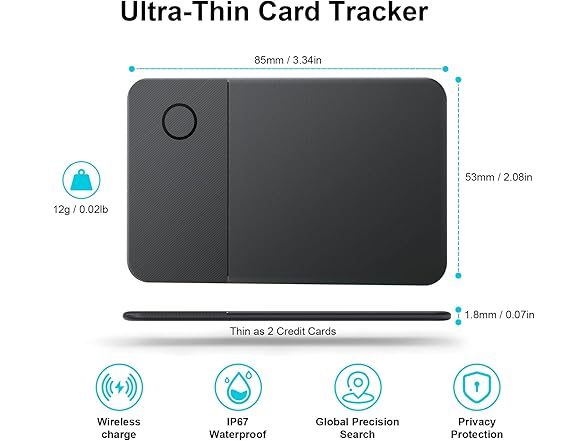 Jnconser Rechargeable Wallet Tracker Card
