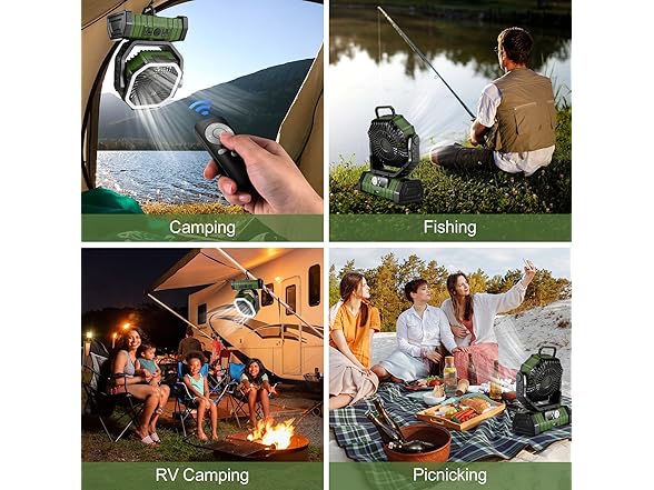 30000mAh Camping Fan with LED Lantern