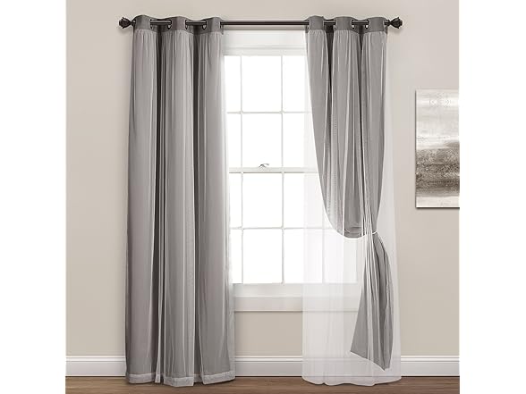 Lush Decor Sheer Grommet Curtains With Insulated Blackout Lining