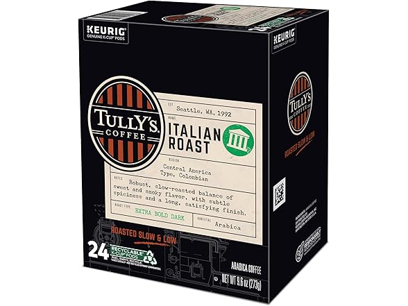 Tully's Coffee Italian Roast K-Cup Pods 96 Count