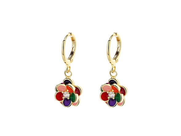 Gold Plated Floral Dangle Drop Earrings