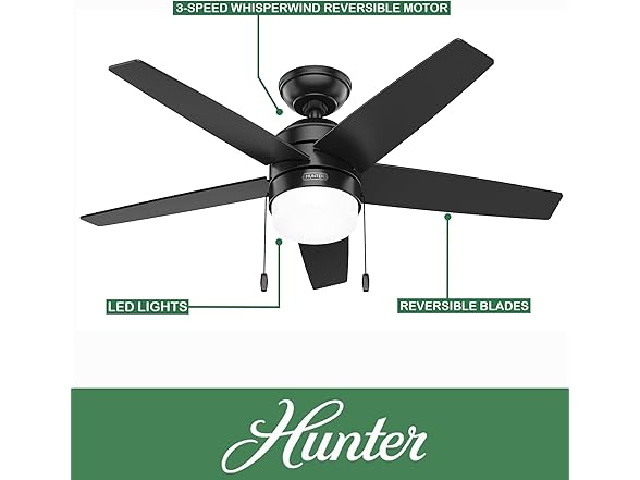 Hunter Fan 44" Matte Black Indoor Ceiling Fan