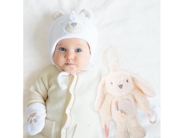 Linzy 10" Beige Bunny Baby Stroller Toy