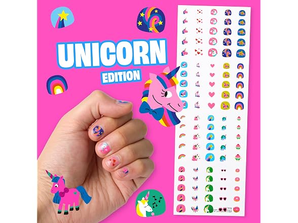 Omy Unicorn Nail Stickers for Kids