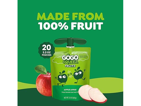 20PK GoGo squeeZ No Sugar Added Applesauce