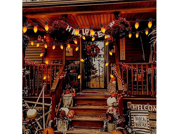 C7 LED Orange Halloween Lights, 25Ft