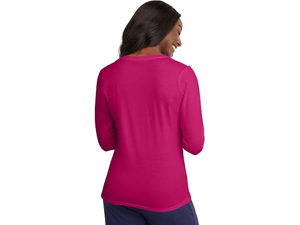 Hanes Women (M) Long Sleeve Cotton V-neck T-shirt