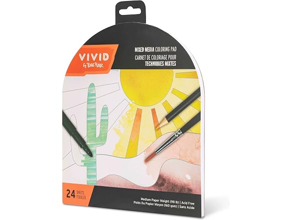 Brea Reese Vivid Mixed Media Coloring Pad - 24 Sheets